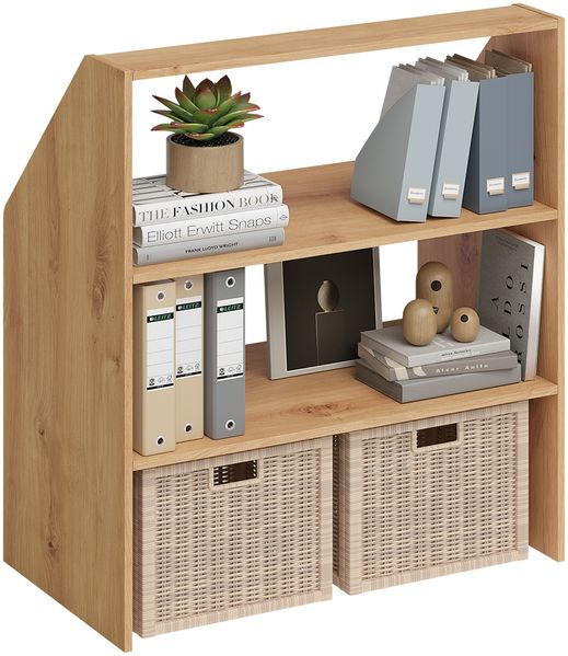 Bellamio 'Aland' Dachschrägenregal, Eichenoptik, 100x50x90 cm, Regal für Dachschräge mit 3 Fächern