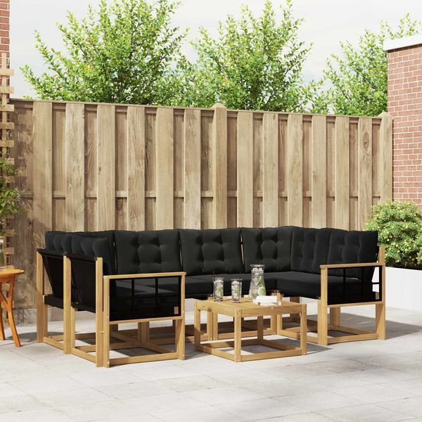vidaXL Outdoor-Sofagarnitur mit Kissen 7 pcs Weiß und Schwarz 3389266