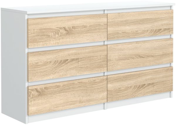 MAGOWA Schubkastenkommode Kommode 120cm - moderne Kommode mit 6 Schubladen für viel Stauraum (Breite 120cm Tiefe 39 cm Höhe 78,5 cm), Unterseite mit Gleitern für optimale Belüftung ausgestattet