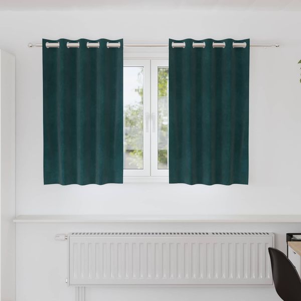 vidaXL Verdunkelungsvorhänge 2 pcs Dunkelgrün 140 x 140 cm Samt 4107208