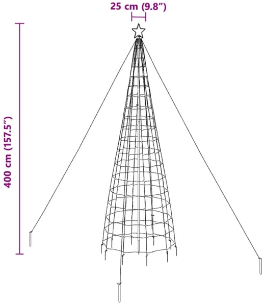 vidaXL LED Weihnachtsbaum mit Erdspießen Mehrfarbig 400 cm Eisen 42018755 Bild 8