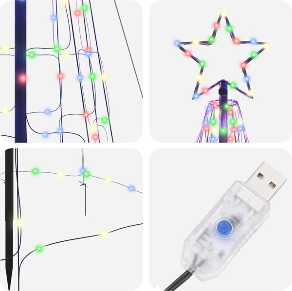 vidaXL LED Weihnachtsbaum mit Erdspießen Mehrfarbig 400 cm Eisen 42018755 Bild 5