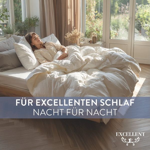 Excellent 3-Kammer-Kopfkissen Venedig, Kissen 1-tlg. oder 2-tlg. hergestellt in Deutschland!, Füllung: 90% Daunen (Außenkammer), Bezug: 100% Baumwolle, Kopfkissen in 40x80 und 80x80, Hohenstein Institute ausgezeichnet