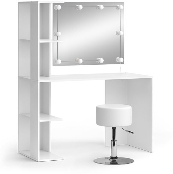 Schminktisch Tower Weiß 122.2 cm mit Beleuchtung und Hocker Vicco