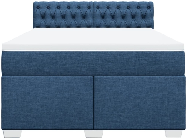 vidaXL Boxspringbett mit Matratze Blau 140x190 cm Stoff 3285896 Bild 3