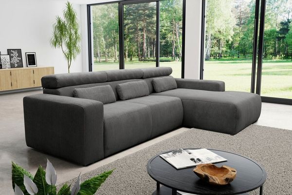 DOMO collection Ecksofa Brandon große Ausführung B/T/H: 289/177/80 cm, auch in Leder und Cord, mit Kopfteilverstellung, wahlweise Sitztiefenverstellung, L-Form