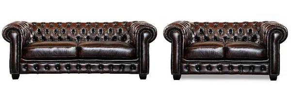 Vente-unique - BRENTON Sofa and armchair set Leder Grün - B 96 cm x H 73 cm x L 201 cm105 cm Bild 2