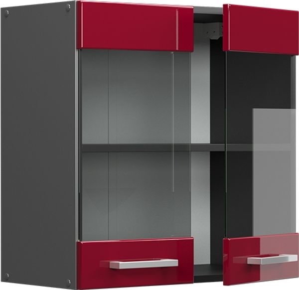 Küchenglasschrank R-Line Rot Hochglanz 60 cm Vicco Bild 4