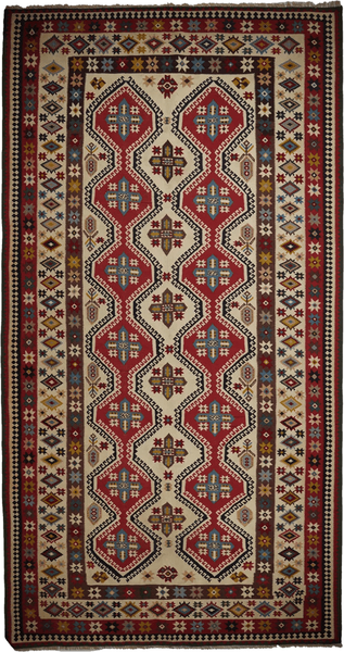 Looma 'Farhang' Kelim Gashgai Old handgewebt, Schurwolle Braun, 157x297 cm