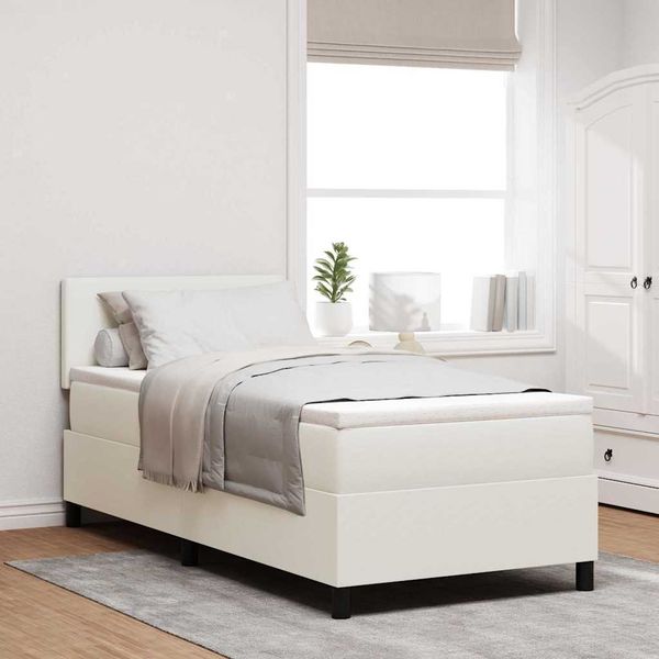 vidaXL Boxspringbett Creme und Weiß 100 x 200 cm Cordstoff 3337501