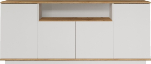Vente-unique - Sideboard mit 4 Türen & 1 Regal - Holzfarben hell und Weiß - LOTULA Bild 1