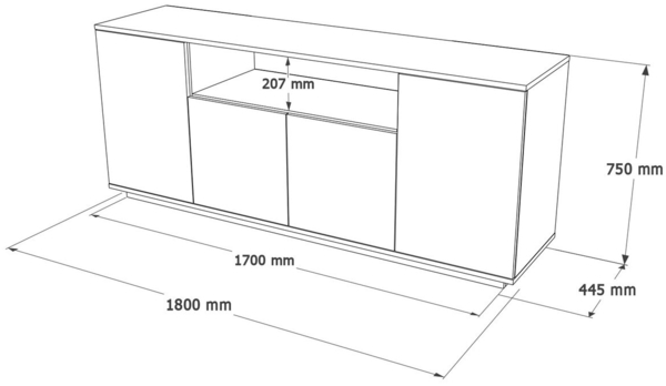 Vente-unique - Sideboard mit 4 Türen & 1 Regal - Holzfarben hell und Weiß - LOTULA Bild 6