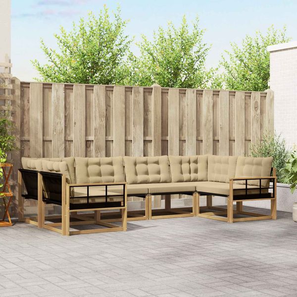 vidaXL Outdoor-Sofagarnitur mit Kissen 6 pcs Weiß und Beige 3389027