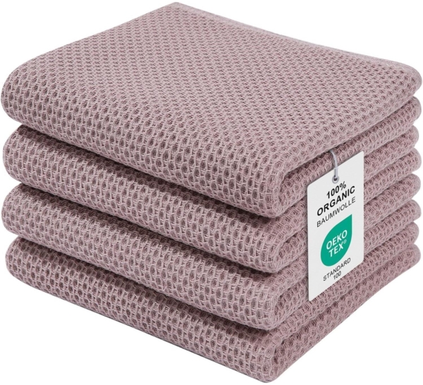 Moosfor 4er Set Geschirrtücher 100% Baumwolle Weich Saugfähig Küchentücher Braun