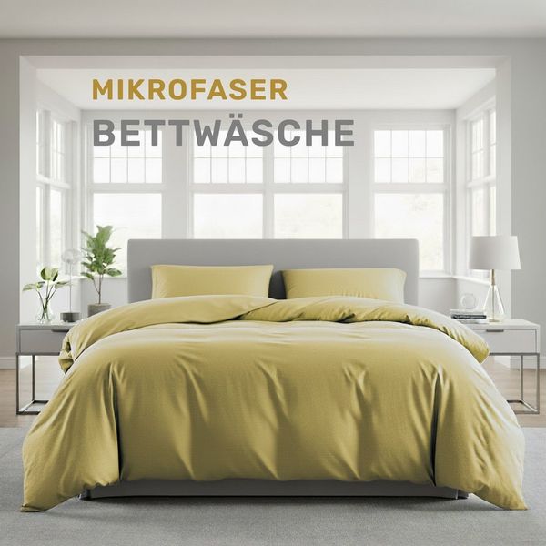 Lavea Bettwäsche Mikrofaser Bettwäsche-Sets mit Kissenbezügen und Bettbezügen, 4 teilig, Bettbezug und Kissenbezug mit Reißverschluss, weich, hypoallergen
