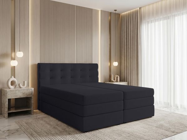 AX LIVING Finike Bett 160x200 cm, Boxspring, Stoff Schwarz