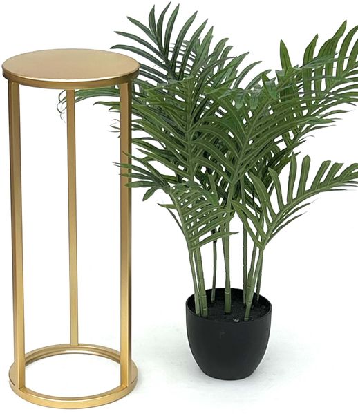 DanDiBo Blumenhocker Metall Gold Rund 50 cm Blumenständer Beistelltisch 96510 S Blumensäule Modern Pflanzenständer Pflanzenhocker