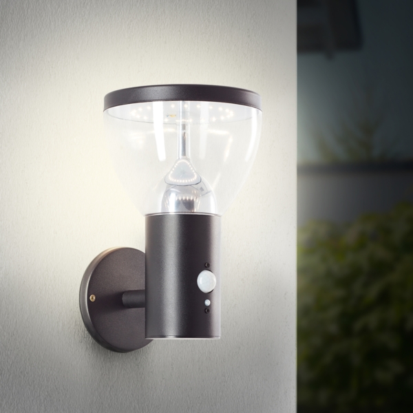 Brilliant AG Leuchten G40410-06 Tulip LED Außenwandleuchte Solar Bewegungsmelder schwarz IP44