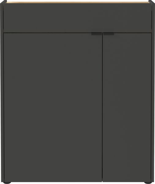 Schuhkommode >GW-AMECA< 2 Türen, 1 Schub, Graphit / Navarra-Eiche-Dekor - 83x99x22cm (BxHxT)