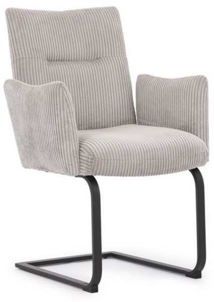 S-Style Möbel Polsterstuhl Hera aus grauem Cord mit Freischwinger-Gestell aus schwarzem Metall Bild 4