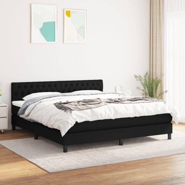 vidaXL Boxspringbett mit Matratze Schwarz 180x200 cm Stoff 3140315