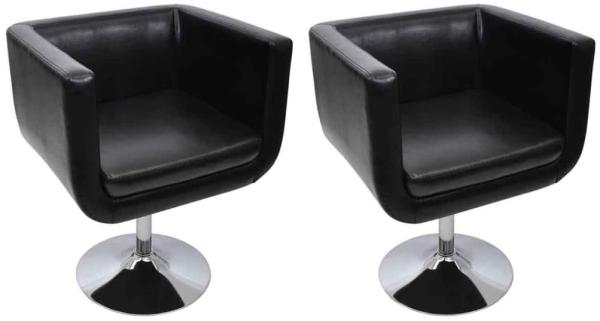 vidaXL Barsessel 2 Stk. Kunstleder Schwarz 160440