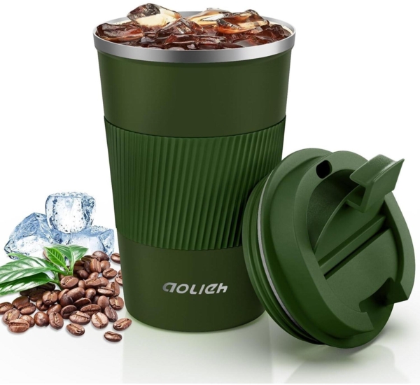 Thermobecher Kaffeebecher Isolierbecher Edelstahl Travel Mug 380ml Grün