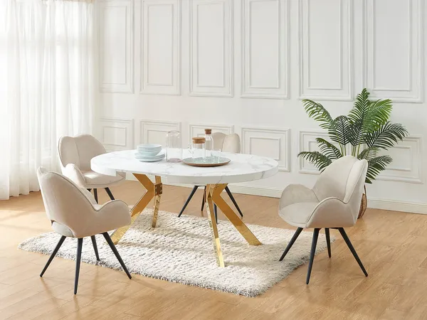 Vente-unique - KOMONI Esstisch Holz, Platte WeißGold - B 120 cm x H 76 cm x L 170 cm220 cm120 cm