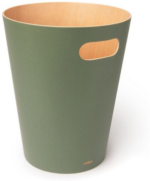 Umbra Woodrow Abfalleimer, Abfall Eimer, Abfallkorb, Papierkorb, Holz, Natur / Tannengrün, 7. 5 L, 082780-1095
