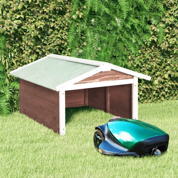 vidaXL Mähroboter Garage, Tannenholz, 72 x 87 x 50 cm, Braun / Weiß