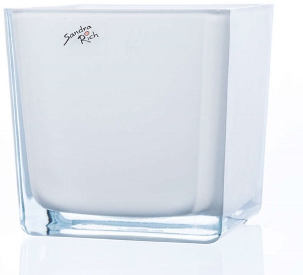Sandra Rich Übertopf SANDRA RICH, Glasübertopf "CUBE" Pflanztopf Blumentopf Weiß 14x14cm