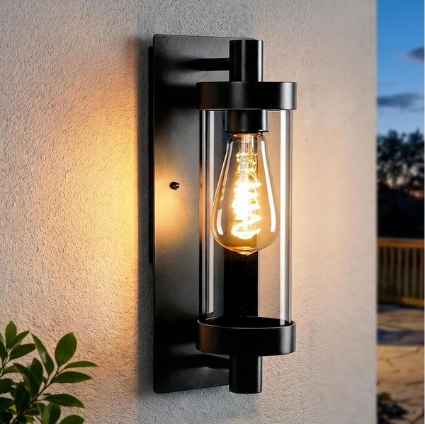 Nettlife Außen-Wandleuchte Schwarz für Innen & Außen Garten E27 Fassung max. 40W, ohne Leuchtmittel, für Terrasse Balkon Hauswand Garten