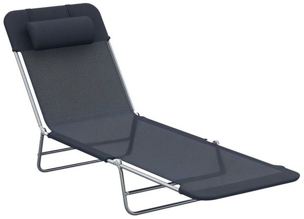 Outsunny Gartenliege Sonnenliege Zweibeinliege 4 Farben, Bäderliege, 1 St, Relaxliege, Schwarz 182L x 56B x 28H cm