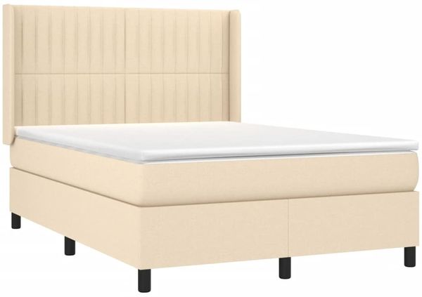 vidaXL Boxspringbett mit Matratze & LED Creme 140x200 cm Stoff, Härtegrad: H2 [3138482] Bild 4