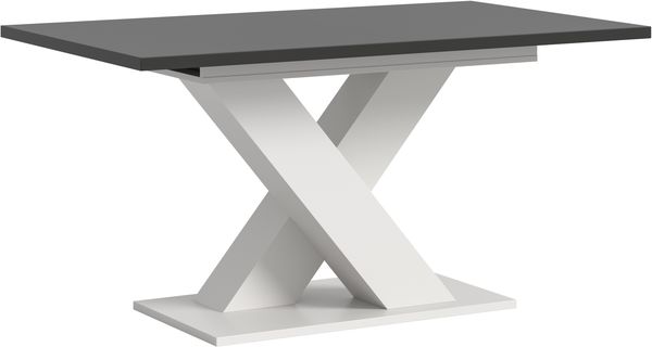 Esstisch Motion ausziehbar, Weiß/Grau, 150-190 cm, X-Fußgestell