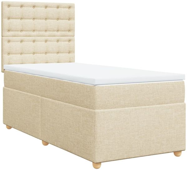 vidaXL Boxspringbett mit Matratze Creme 100x200 cm Stoff 3293510 Bild 3
