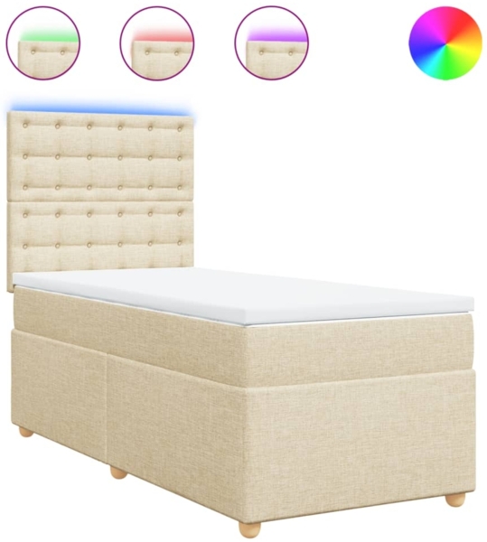 vidaXL Boxspringbett mit Matratze Creme 100x200 cm Stoff 3293510