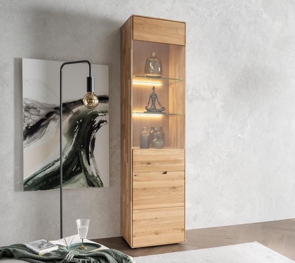 Vitrine 51x200cm "Kent" Wildeiche massiv