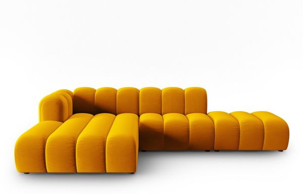 Micadoni Modulares Ecksofa offen Lupine 5-Sitzer Links Samtstoff Salvador Gelb