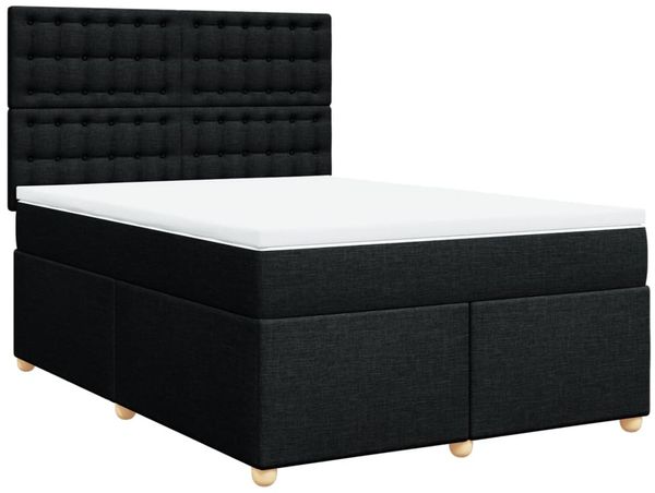 vidaXL Boxspringbett mit Matratze Schwarz 160x200 cm Stoff 3293647 Bild 3