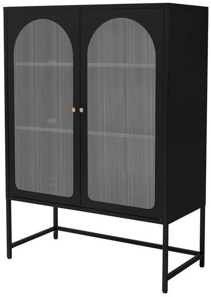 ML-DESIGN Vitrine Buffet Küchenschrank Vitrinenschrank für Geschirr Stauraumvitrine Wohnzimmer Vitrine Standschrank Metall Schrank Kommode Bücherschrank