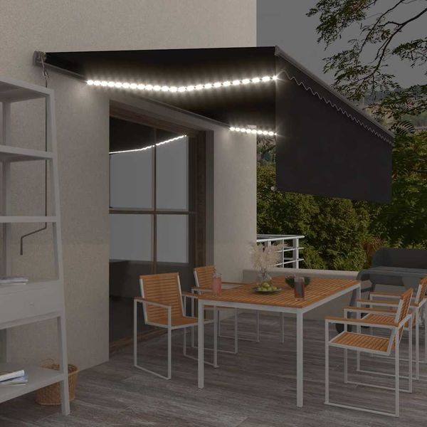 vidaXL Markise Automatisch mit Rollo LED Windsensor 5x3m Anthrazit 3069474