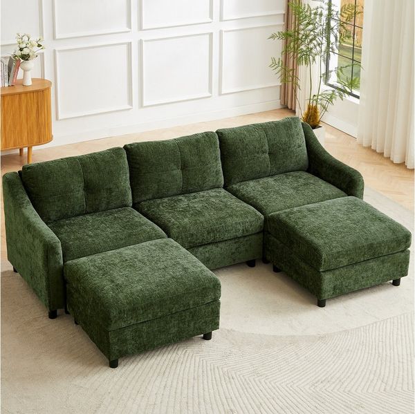Jiexi Wohnlandschaft Ecksofa Mit Schlaffunktion Kordsofa, L oder U Form Couch