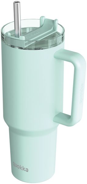 Isolierte Edelstahl-Trinkflasche mit Griff und Strohhalm, doppelwandig 1,2 L Türkis