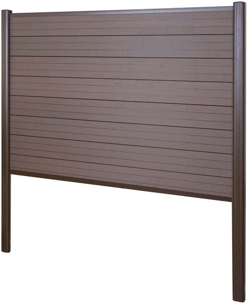 WPC-Sichtschutz Sarthe, Zaun Windschutz, Alu-Pfosten zum Einbetonieren ~ Basiselement, 190cm braun