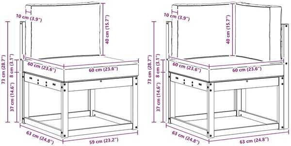 vidaXL Outdoor-Sofagarnitur mit Kissen 6 pcs Weiß und Hellgrau 3387685 Bild 9