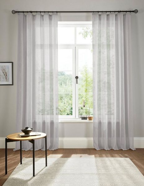 OTTO home Gardine Fiete (1 St), Kräuselband, halbtransparent, Leinen Optik, Sichtschutz, halbtransparent, einfarbig, Leinenoptik