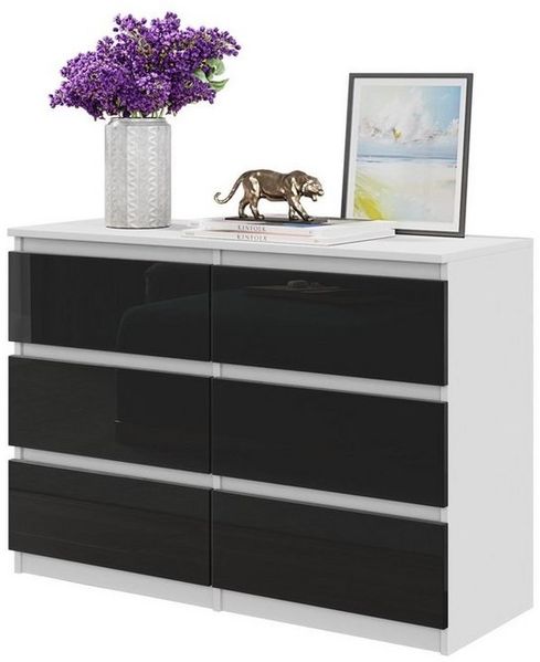 Furnica Kommode GABRIEL 6 Schubladen - Weiß Matt H70cm B100cm T33cm