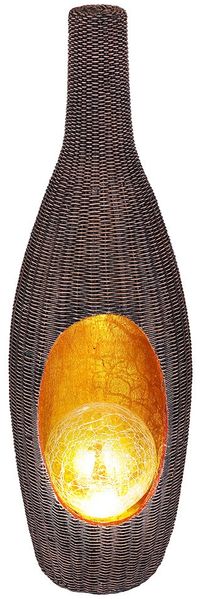 LED Solarleuchte, Rattan Design, Glas Kugel, gold, H 45,5 cm