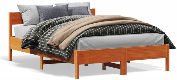vidaXL Massivholzbett ohne Matratze Wachsbraun 150x200 cm Kiefernholz 842749